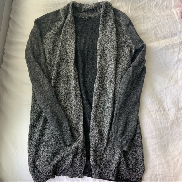 Theory Gray Colorblock Cashmere Open Front Cardigan Sz M - Picture 3 of 5